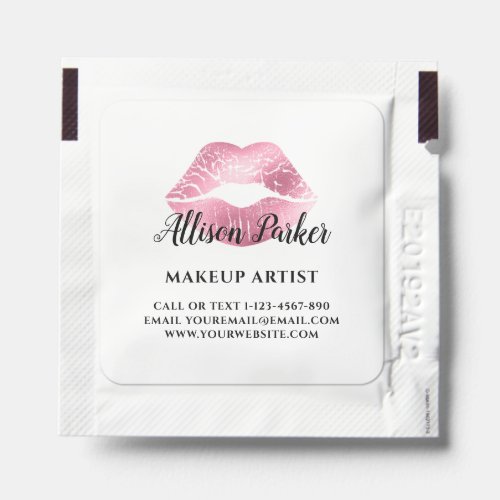 Makeup Artist Glam Pink Kiss Lips Business Hand Sanitizer Packet