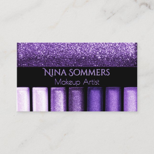 Makeup Artist Glam Violet Eyeshadow Business Card (Front)