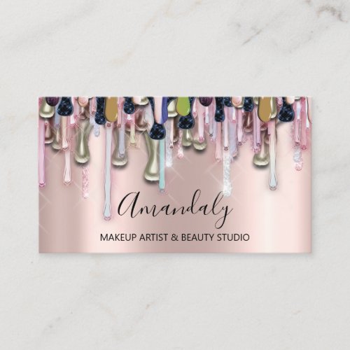 Makeup Artist Glitter 3D Glitter Pink Rose Green Business Card