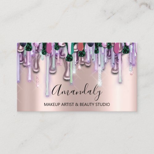 Makeup Artist Glitter 3D Glitter Pink Rose Violet  Business Card