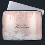 Makeup Artist Glitter Drips Rose Gold Marble Laptop Sleeve<br><div class="desc">Trendy Glitter Rose gold drips Lashes script Rose Gold Marble Laptop sleeve. Fabulous Makeup Artist Eyelash Lashes design with script calligraphy text, rose gold drips glitters and eye-catching sleek background. Custom this feminine laptop sleeve design adding your name, your profession, choose your own script font, change or delete any element....</div>