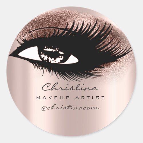 Makeup Artist Glitter  Eyelashes Brown Beauty Classic Round Sticker