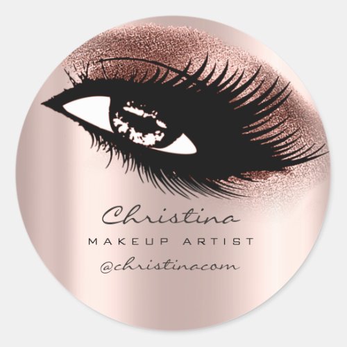 Makeup Artist Glitter  Eyelashes Brown Instagra Classic Round Sticker