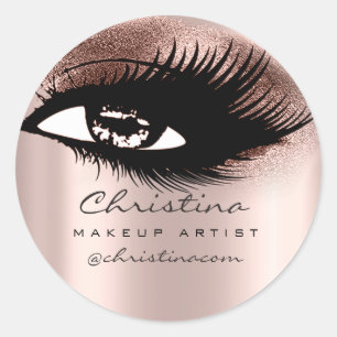 Makeup Artist Glitter Eyelashes Rose Beauty Classic Round Sticker
