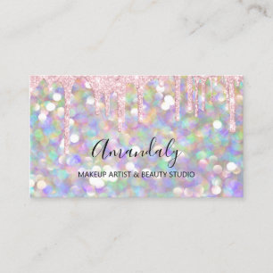Makeup Artist Glitter Gold 3D Glitter Pink Glitter Business Card
