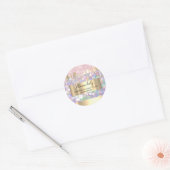 Makeup Artist Glitter Gold Framed Pink Classic Round Sticker (Envelope)