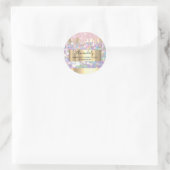 Makeup Artist Glitter Gold Framed Pink Classic Round Sticker (Bag)