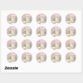 Makeup Artist Glitter Gold Framed Pink Classic Round Sticker (Sheet)