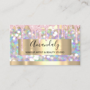 Makeup Artist Glitter Gold Framed Spark Glitter Business Card