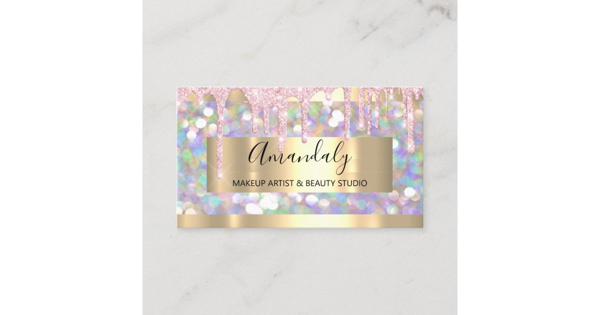 Makeup Artist Glitter Gold Framed Spark Glitter Business Card 6460