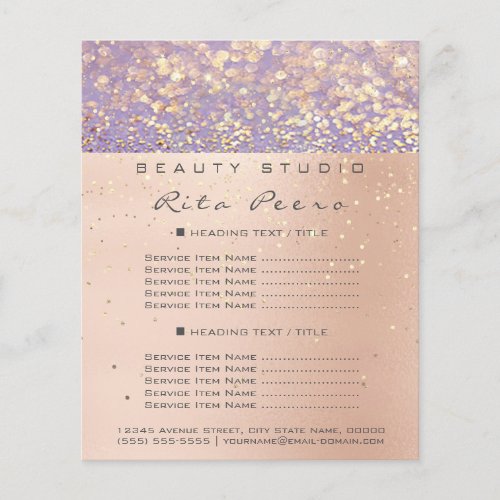 Makeup Artist Glitter Gold Price List Purple Flyer