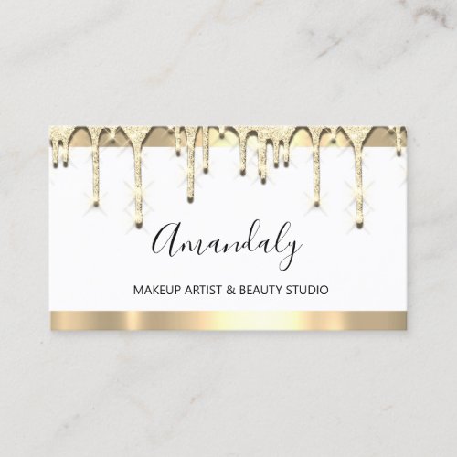 Makeup Artist Glitter Gold White  3dEffect Business Card