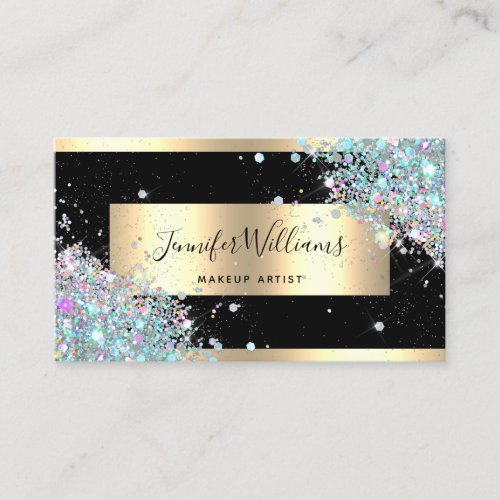 Makeup Artist Glitter Holographic Glitter Gold  Business Card