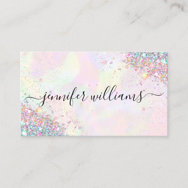 Makeup Artist Glitter Holographic Glitter Modern Business Card (Front)