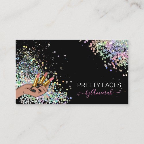 Makeup artist glitter holographic MUA Business Card