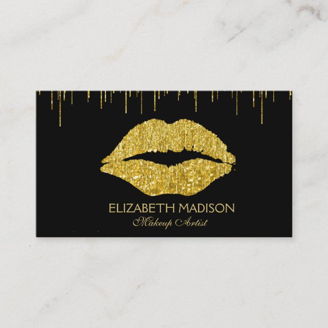 Makeup Artist Glitter Lips Business Card (Front)