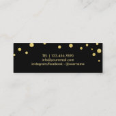Makeup Artist Glitter Lips Modern Black & Gold Mini Business Card (Back)