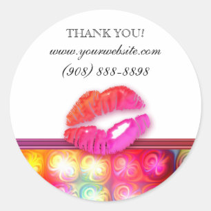 Makeup Artist Glossy Lips Colorful Lights Classic Round Sticker