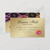 Makeup Artist Glossy Mini Lips N Lace Pink Orange Business Card (Front/Back)