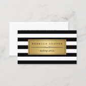 Makeup Artist - Gold Black White Stripes Business Card (Front/Back)