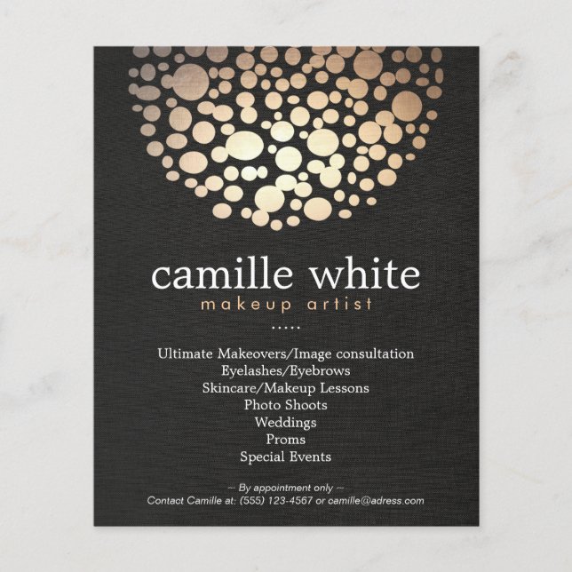 Makeup Artist Gold Circles Beauty Salon Menu Flyer (Front)