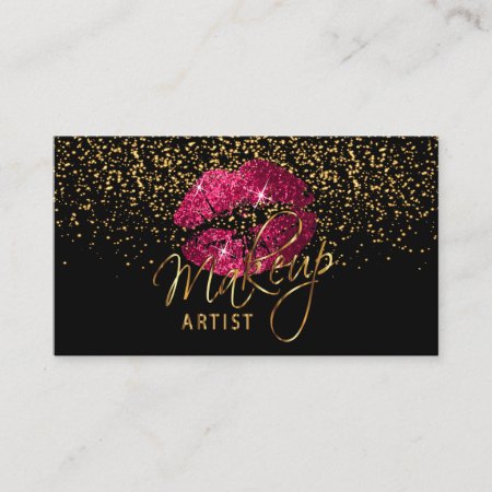 Makeup Artist - Gold Confetti & Hot Pink 💋 Lips Business C