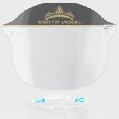 Makeup Artist Gold Crown Glitter Face Shield (Front w/Glasses)