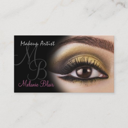 Customizable Makeup Artist Gold Eye Business Card