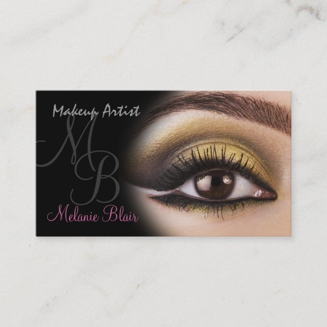 Makeup Artist Gold Eye Business Card (Front)