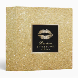 Makeup Artist Gold Glitter Beauty Salon Stylebook Binder