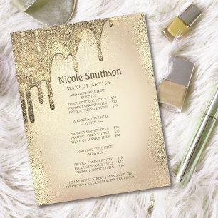 Makeup Artist Gold Glitter Glam Service List Flyer