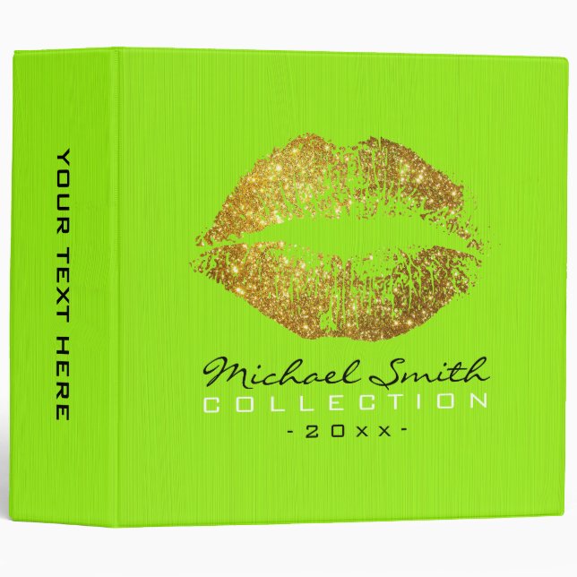 Makeup Artist Gold Glitter Lips #2 Binder (Front/Spine)