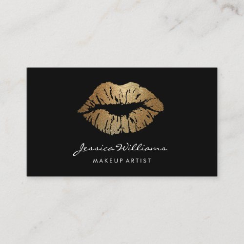 Makeup Artist Gold Glitter Lips Black Appointment