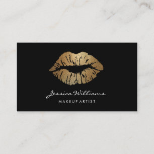 Makeup Artist Gold Glitter Lips Black Appointment Card