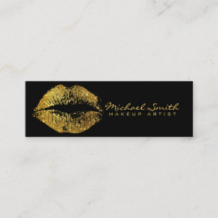 Makeup Artist Gold Lips Mini Business Card