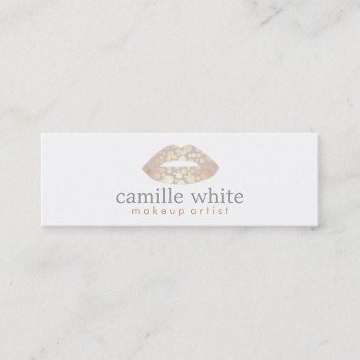 Customizable Makeup Artist Gold Lips Mini Business Cards
