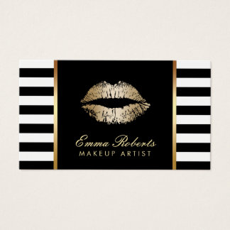 Makeup Artist Gold Lips Modern Loyalty Punch Business Card