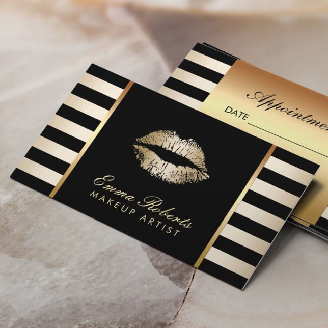 Makeup Artist Gold Lips Modern Stripes Appointment (Creator Uploaded)