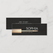 Makeup Artist Gold Mascara On Faux Black Linen Mini Business Card (Front/Back)