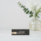 Makeup Artist Gold Mascara On Faux Black Linen Mini Business Card (Standing Front)