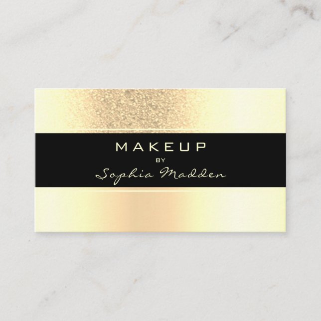 Makeup Artist Gold Ombre Trendy Glitter Business Card (Front)