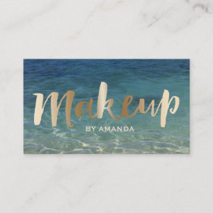 Makeup Artist Gold Script Elegant Summer Beach Business Card