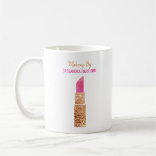 Makeup Artist Gold Sequin Watercolor Beauty Salon Coffee Mug