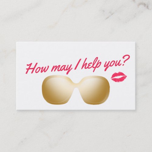 Makeup Artist Gold Sunglasses  Red Kiss Business Card