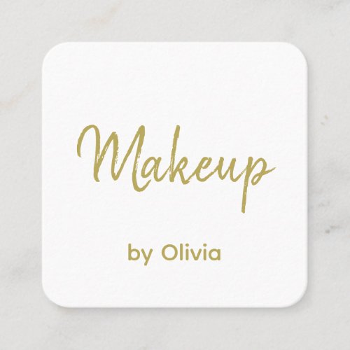 Makeup Artist Gold White Modern Square Business Card