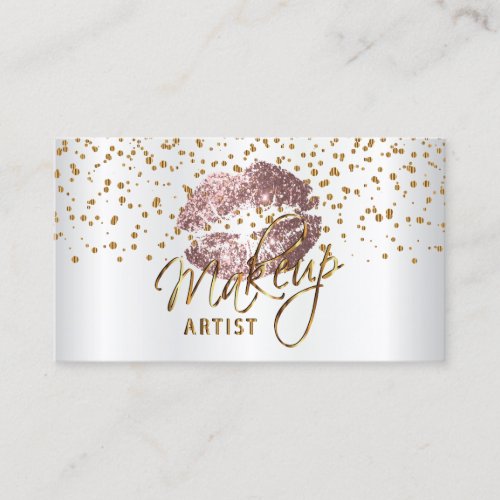 Makeup Artist Golden Confetti  Rose Lips Business Card