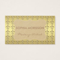 Makeup Artist Golden Fleur-de-lis Golden Monogram Business Card