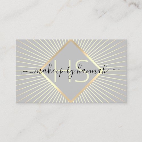 Makeup Artist Gray  Gold Typography Beauty Salon Business Card