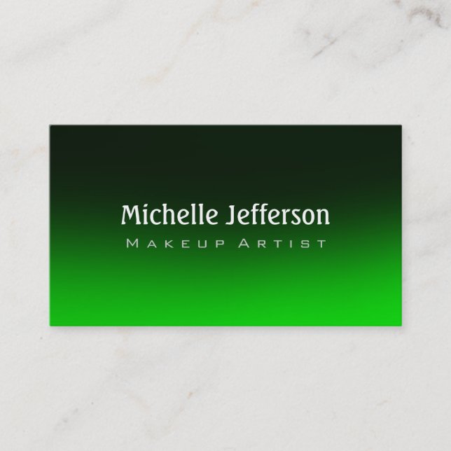Makeup Artist Green Black Background Business Card (Front)