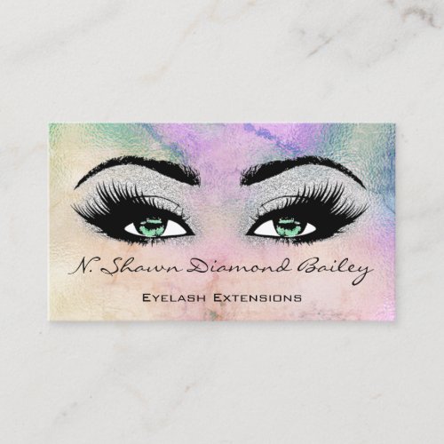 Makeup Artist Green Eyelash Blue Abstract PINK Business Card